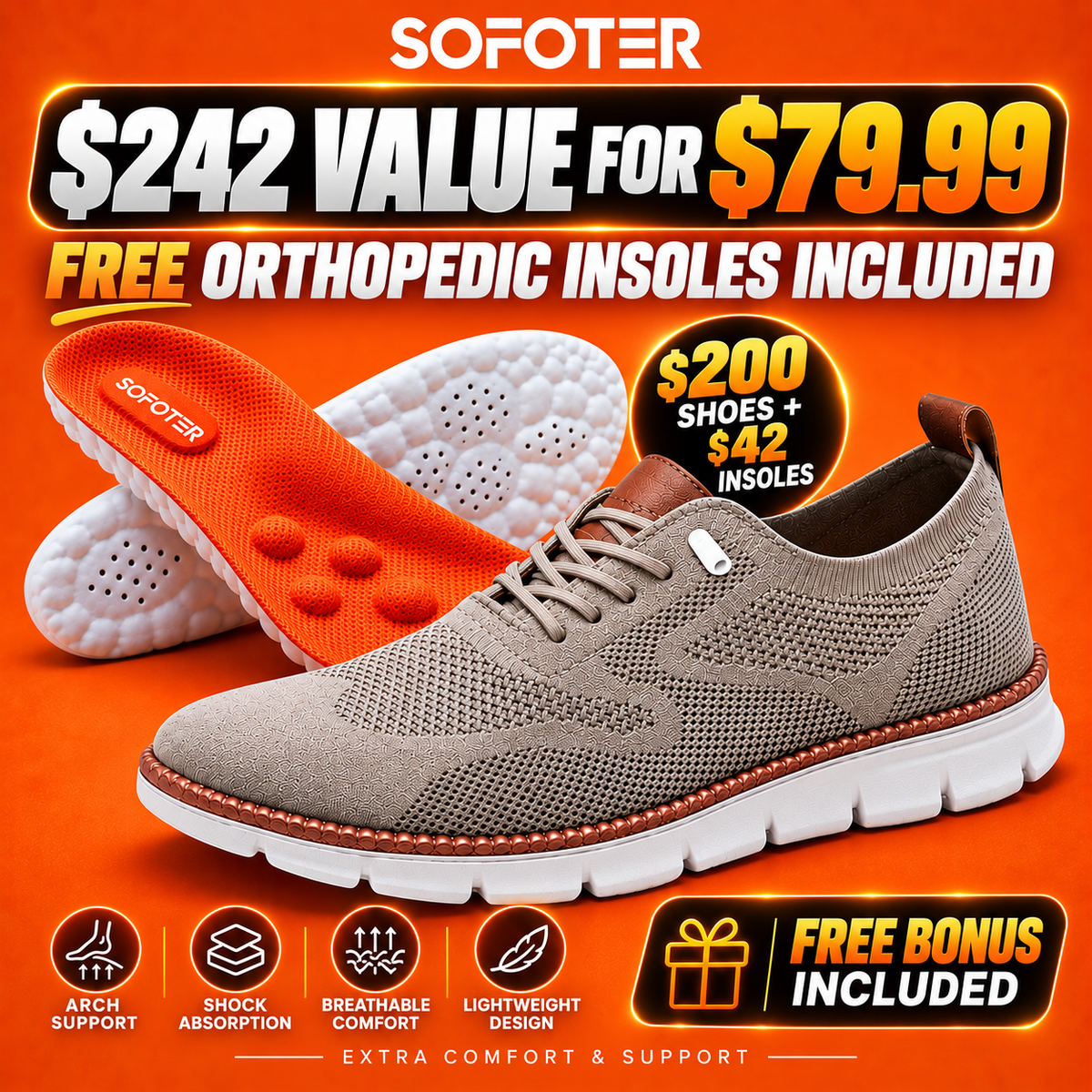 Comfy Ultra – Supportive Walking Shoes + FREE Orthopedic Insoles