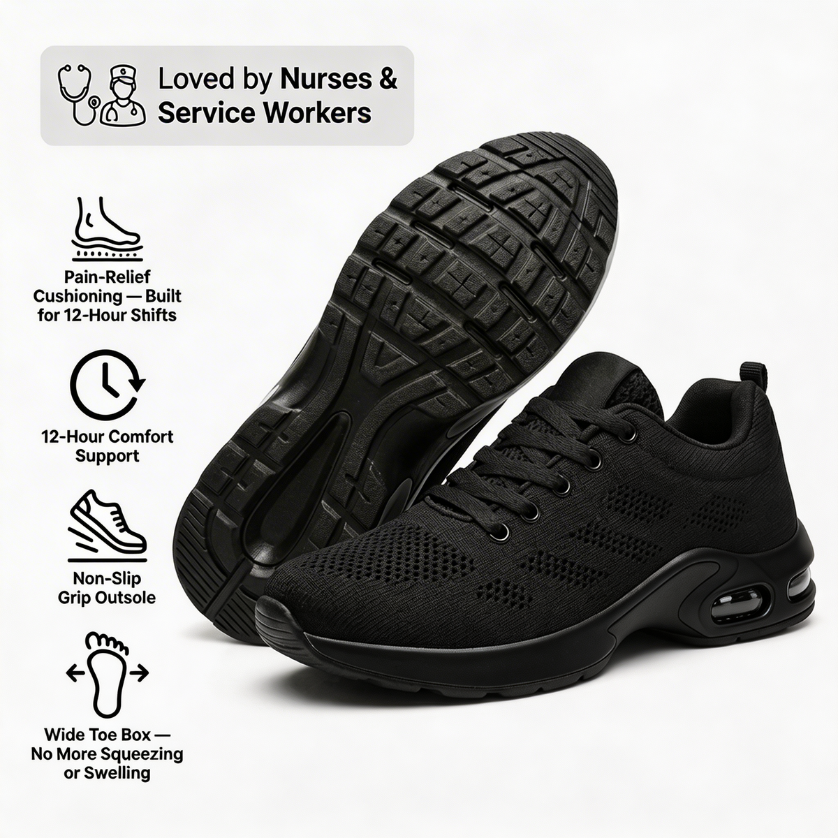 Orthora — 12-Hour Shift Shoes for All-Day Foot, Knee & Back Pain Relief