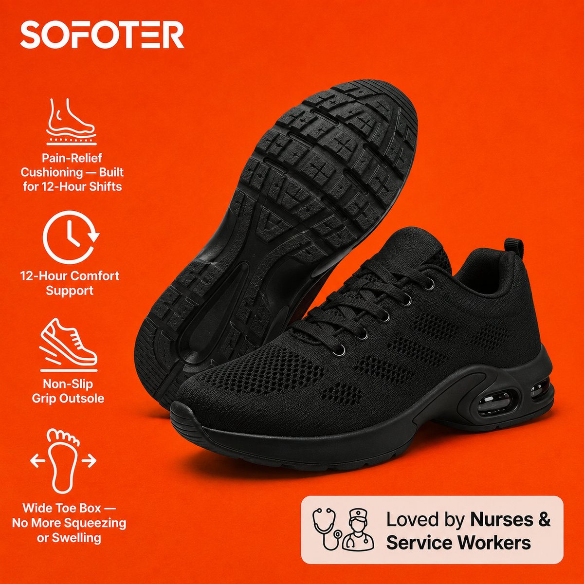 Orthora — 12-Hour Shift Shoes for All-Day Foot, Knee & Back Pain Relief