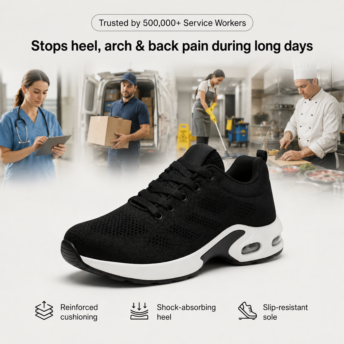 Orthora — 12-Hour Shift Shoes for All-Day Foot, Knee & Back Pain Relief