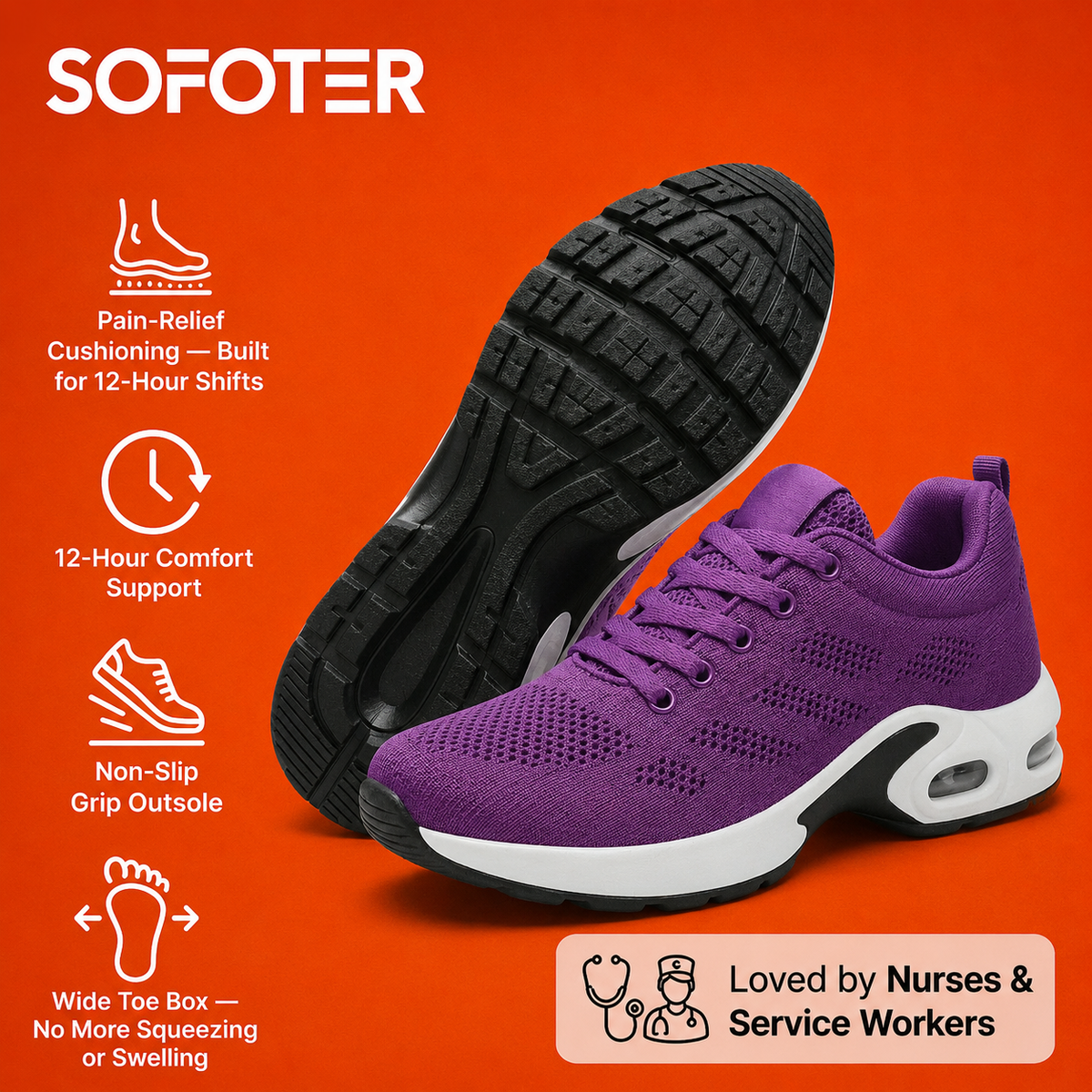 Orthora — 12-Hour Shift Shoes for All-Day Foot, Knee & Back Pain Relief