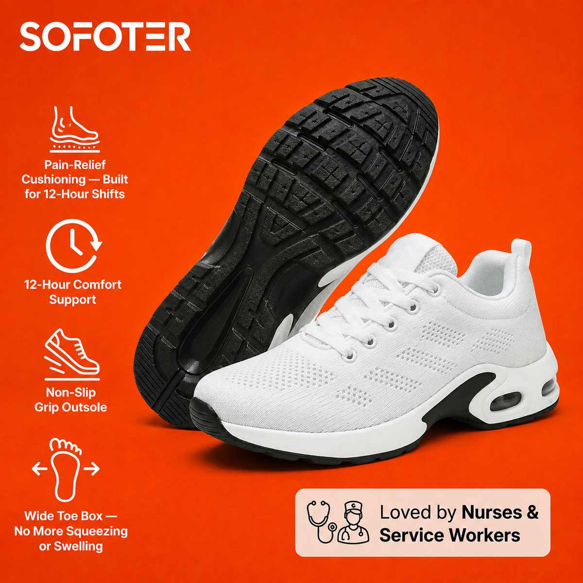 Orthora — 12-Hour Shift Shoes for All-Day Foot, Knee & Back Pain Relief